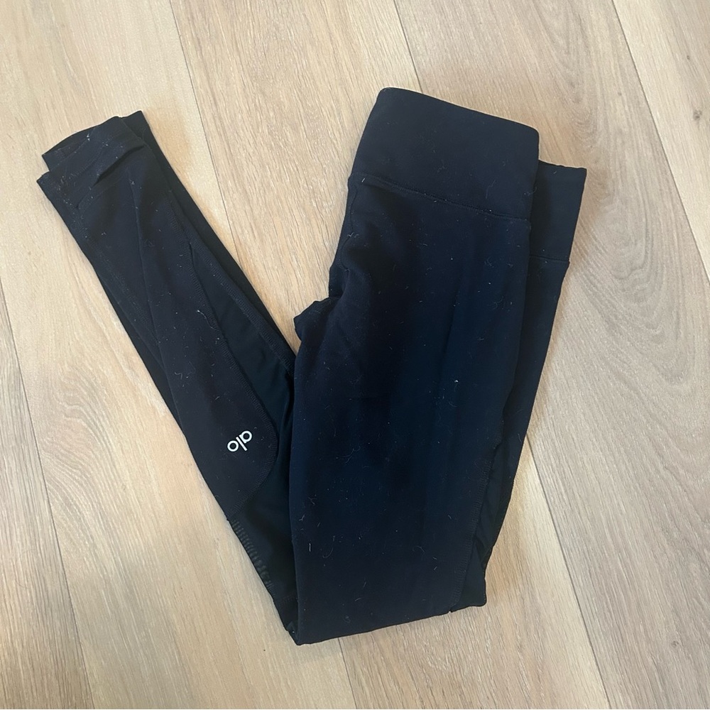 Alo Women's Black Leggings with Mesh Details